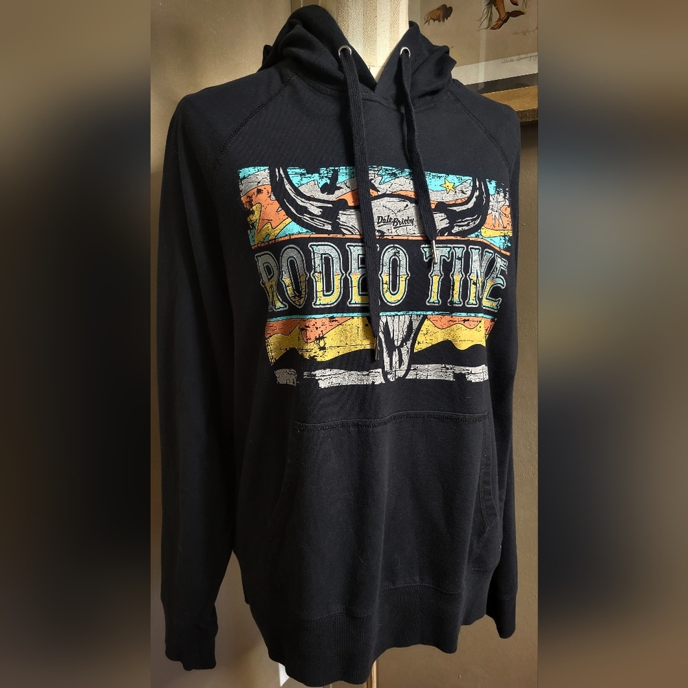 Dale Brisby Large Hoodie Black Western Rock & Roll Denim Rodeo Bull